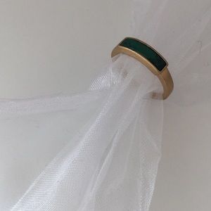 Brass and Jade Ring Size 7